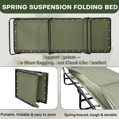 XMT Camping Cot with Mattress, 550LBS(Max Load), Portable Folding Outdoor Bed for Adults Kids, Double Layer 1200D, Heavy Duty Cot for Traveling Gear Supplier, Office Nap, Home Lounging(Grey) in Saudi Arabia