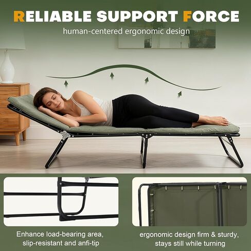 XMT Camping Cot with Mattress, 550LBS(Max Load), Portable Folding Outdoor Bed for Adults Kids, Double Layer 1200D, Heavy Duty Cot for Traveling Gear Supplier, Office Nap, Home Lounging(Grey) in Saudi Arabia