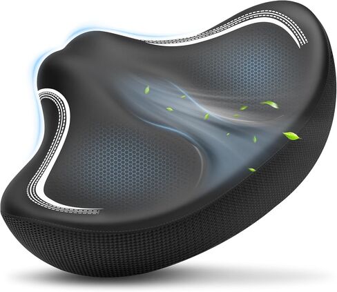 GINEOO New Noseless Oversized Bike Seat, Extra Wide Comfort Pure Memory Foam Bicycle Seat Cushion, Compatible Saddle Replacement with Electric Bike, Exercise, Cruiser, Road Bike for Men & Women in Saudi Arabia
