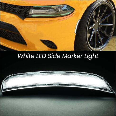 مصابيح LED للعلامات الجانبية من HECASA متوافقة مع مصابيح دودج تشارجر الأمامية والخلفية 2015-2024، مصابيح عاكسة للعدسات الشفافة تحل محل 68214404AA 68214405AA 68214127AA 68214126AA 4 قطع in Kuwait