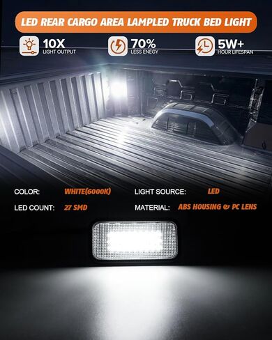 مصباح سرير شاحنة LED متوافق مع 2019-2025 GMC Sierra/Chevrolet Silverado1500 2500HD 3500HD، لـ 2024-2025 Sierra EV White LED Bed Cargo Area Lighting Lamp Accessories OEM استبدال 84396982 in Kuwait