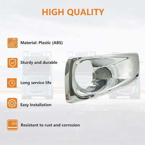 Pair Left & Right Side Chrome Fog Light Bezel Fog Lamp Cover Trim Fit for 2008-2015 Kenworth T660#N181002200 N181002100R in Kuwait