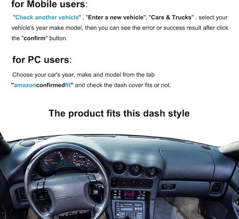 Dash Cover Mat Custom Fit for Mitsubishi 3000GT / Dodge Stealth Without Speaker, Dashboard Pad Carpet Protector (Black) K387 in Kuwait