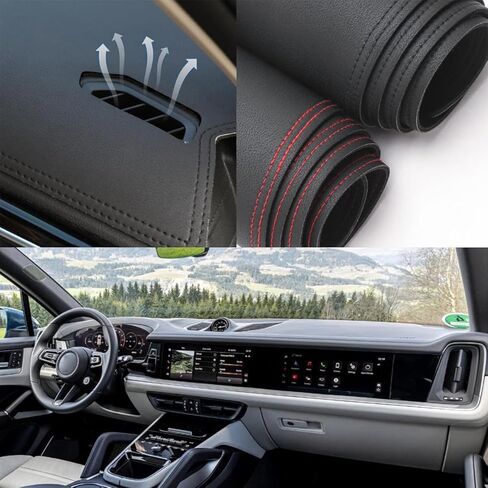 Black Leather Style Dash Mat Dashboard Cover Dash Panel Interior Console Pad Compatible Black Dashboard Cover Dash Cover Mat Dash Pad Compatible for Porsche Cayenne 2024 2025 2026 in Saudi Arabia