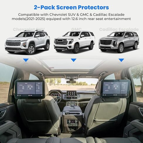 2-Pack Neoprene Screen Protectors Compatible with Cadillac Escalade/Chevy GMC Yukon/Tahoe Suburban 2021-2026, Rear Seat Entertainment Screen Cover Anti-Scratch Neoprene Protective Padded Cover in Kuwait