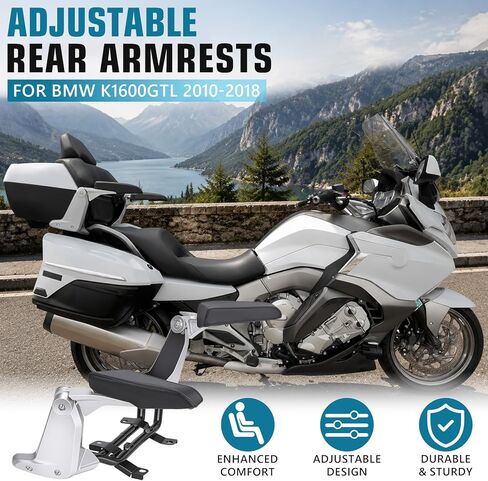 Motorcycle Adjustable Rear Passenger Armrests Fit for BMW K1600GTL 2010-2018, Armrests Replacement Accessories Parts, Black in Saudi Arabia