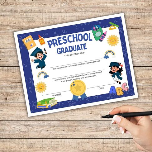 دبلوم شهادة التخرج لمرحلة ما قبل المدرسة 30pk 8.5x11 "الرعاية النهارية الابتدائية حفل نهاية العام تذكار معلم رئيسي للطلاب in Kuwait