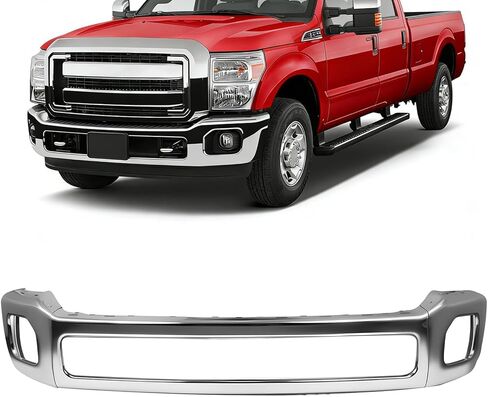 Chrome Front Bumper Face Bar Compatible with F-Series 250 F-Series 350 Super Duty 2011-2016 with Fog Lamp Holes FO1002416 in Kuwait