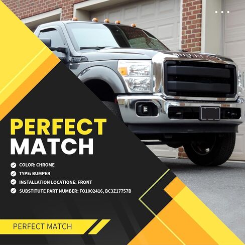 Chrome Front Bumper Face Bar Compatible with F-Series 250 F-Series 350 Super Duty 2011-2016 with Fog Lamp Holes FO1002416 in Kuwait