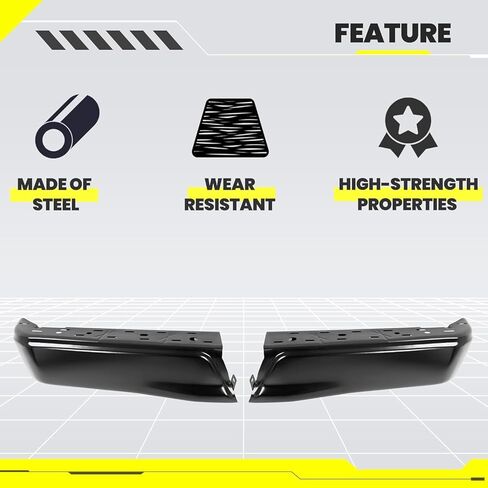 KUAFU Rear Bumper End Cap Compatible with 2015-2020 Ford F150 FO1102382 W/O Parking Sensor Hole Steel Bumper Guard Pad Cover Steel Powder Coated Black (2Pcs) in Kuwait