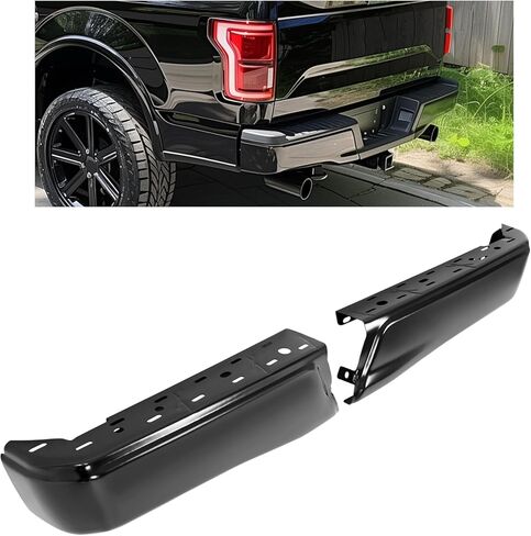 KUAFU Rear Bumper End Cap Compatible with 2015-2020 Ford F150 FO1102382 W/O Parking Sensor Hole Steel Bumper Guard Pad Cover Steel Powder Coated Black (2Pcs) in Kuwait