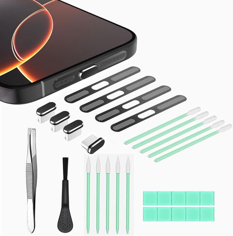 USB C Dust Plug Cover for Charging Port, Type C Cleaning Kit & Speaker Cap Cleaner, Phone Accessories Compatible with iPhone 15/16/Plus/Pro/Pro Max and iPhone 17 Only (Not 17 Pro/Max) in Saudi Arabia