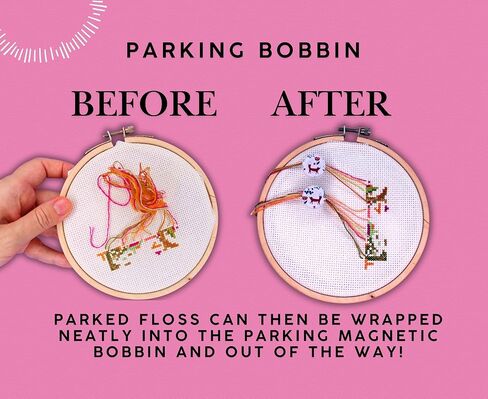 Cross Stitch Accessories Set of 4 Tool for Embroidery Parking Bobbins Cross Stitch Pattern Minder Magnetic Counter Embroidery Kit for Beginners Thread Organizer Tools Sewing notions Accessory in Kuwait