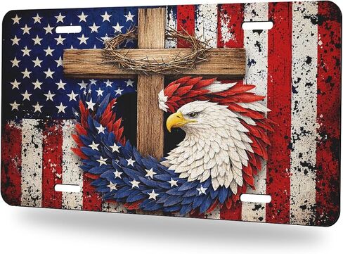 USA Map Flag Front License Plate 250th Anniversary Patriotic America Car Decorative License Plates Aluminum Metal Decor Accessory Novelty Vanity Tag Cover with 4 Holes for Men Women 6" X 12" in Saudi Arabia