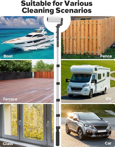 79'' Electric Car Wash Brush with Long Handle, Car Cleaning Brush for Cleaning RV with Water-Fed Pole, Scratch-Free Soft Bristles Car Wash Mop Kit, Complete Car Cleaning Kit for Car Truck RV Boat in Saudi Arabia