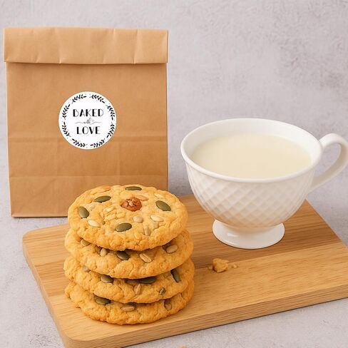 500pcs Baked with Love Stickers, 38mm/1.5 Inch Round White Red Heart Bakery Labels Sealing Packaging Stickers for Homemade Baked Goods Canning Jars Cookie Bags in Saudi Arabia