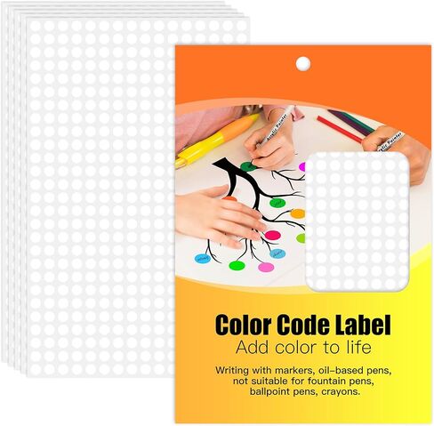 Color Coding Labels, 1/4 Inch Round Color Dots Labels (4200 Pcs, 10 Sheets) - Small Circle Stickers for File Folder Tabbing, Office Organization, Inventory Systems （White） in Saudi Arabia
