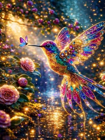 YQFCZDQ Hummingbird Diamond Art Kits for Adults,Magic Forest 5D Diamond Painting Kits for Adults Beginners,DIY Full Round Drill Diamond Dots Pictures Gem Art Kits for Adult,Home Wall Decor 12x16 in in Saudi Arabia