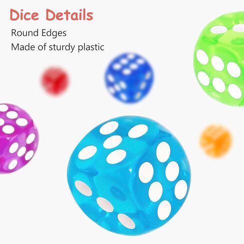 50 Pieces Colored 6 Sided 14mm Dice with White Color Pips for Board Games, Teaching, Learning, Rolling, Group Event, 10 in Saudi Arabia