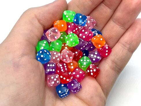 50 Pieces Colored 6 Sided 14mm Dice with White Color Pips for Board Games, Teaching, Learning, Rolling, Group Event, 10 in Saudi Arabia