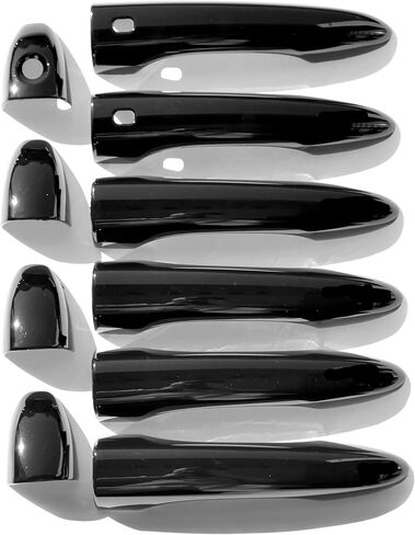 Trim Illusion Chrome Delete Gloss Black Door Handle Cover Overlay for 2014-2023 Jeep Cherokee, 2014-2016 Dodge Dart, 2015-2017 Chrysler 200 | Easy No-Tool Install | US Patented in Kuwait