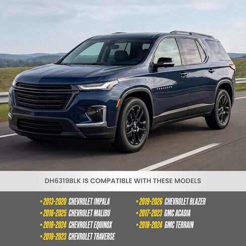 Trim Illusion Chrome Delete Gloss Black Door Handle Covers for Chevrolet-(13-20 Impala, 16-25 Malibu, 18-24 Equinox, 18-23 Traverse, 19-26 Blazer), GMC-(17-23 Acadia, 18-24 Terrain) | US Patented in Kuwait