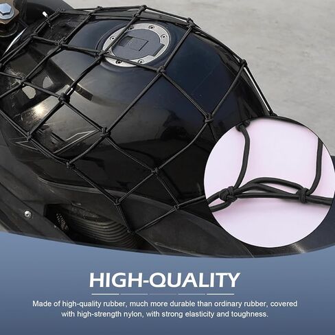 2 PCS 15" x 15" Cargo Nets, Rubber Heavy Duty Bungee Nets, Stretches to 30" x 30" with Thicken Hooks, Universal for Most Motorcycle, Bike, ATV, Luggage (Black) in Kuwait