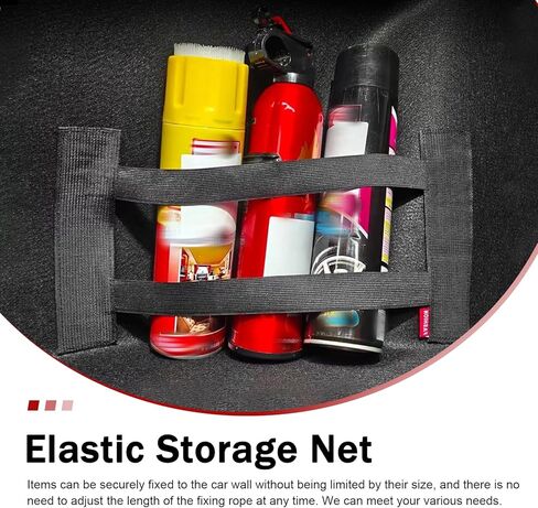1 PC Elastic Car Trunk Organizer Strap, Adjustable Hook and Loop Tape Cargo Fixing Belt, Self-Adhesive Magic Tape Trunk Storage Organizer, Universal for Cars SUVs (Black) in Saudi Arabia