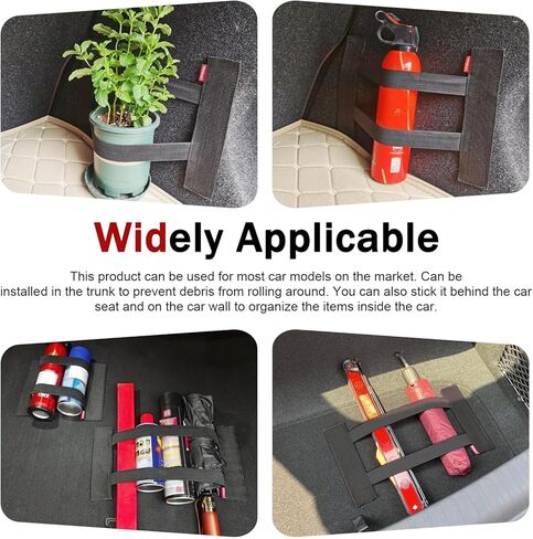 1 PC Elastic Car Trunk Organizer Strap, Adjustable Hook and Loop Tape Cargo Fixing Belt, Self-Adhesive Magic Tape Trunk Storage Organizer, Universal for Cars SUVs (Black) in Saudi Arabia