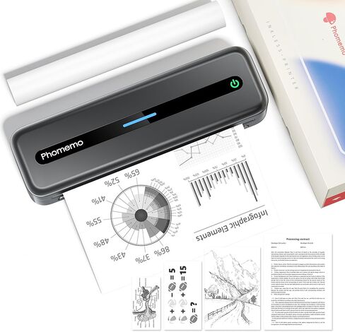 Phomemo Portbale Printers Wireless for Travel, M832 Bluetooth Thermal Printer 8.5'' x 11'', Comaptible with Android & iOS Phone and Laptop, Small Mobile Printer for Office School Home Use in Kuwait