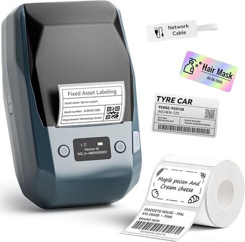 NIIMBOT M2 2 Inch Bluetooth Thermal Transfer Sticker Printer Support Color Ribbon, Versatile Labeling Machine for Office Organization & Business School Home, Compatible with iOS/Android/PC - Blue in Kuwait