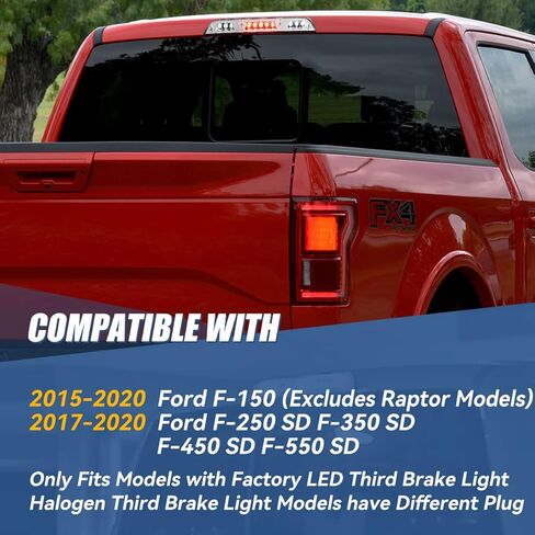 Auto Dynasty LED 3rd Third Tail Brake Light Compatible with 2015-2020 Ford F-150/2017-2020 F250 F350 F450 F550 Super Duty, Chrome Housing Centre High Mount Cargo Lamp in Kuwait