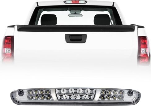 Third Brake Light with Dual-Row Leds for 2007-2013 Chevy Silverado Gmc Sierra 1500 2500 3500hd, Pickup Truck Rear Cab Center Tail Lights High Mount 3rd Stop Reverse Cargo Led Lighting (Chrome) in Saudi Arabia