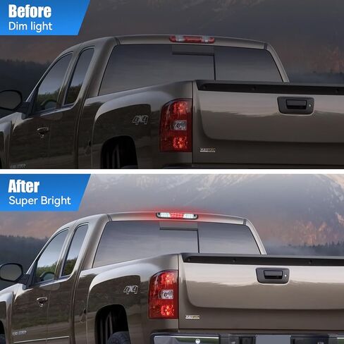 Third Brake Light with Dual-Row Leds for 2007-2013 Chevy Silverado Gmc Sierra 1500 2500 3500hd, Pickup Truck Rear Cab Center Tail Lights High Mount 3rd Stop Reverse Cargo Led Lighting (Chrome) in Saudi Arabia
