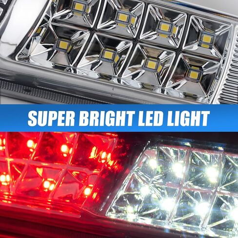 Third Brake Light with Dual-Row Leds for 2007-2013 Chevy Silverado Gmc Sierra 1500 2500 3500hd, Pickup Truck Rear Cab Center Tail Lights High Mount 3rd Stop Reverse Cargo Led Lighting (Chrome) in Saudi Arabia