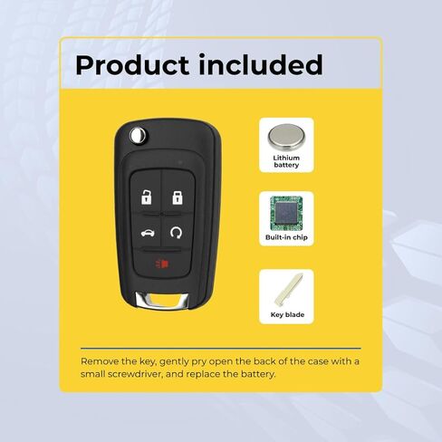 Replacement Flip Key Fob for Cruze, Equinox, Camaro, Malibu, Sonic, Impala, Buick Lacrosse, Regal, Verano, Encore, Allure, GMC Terrain 2010-2021, Keyless Entry Remote Control 13504199 Pack of 2 in Kuwait