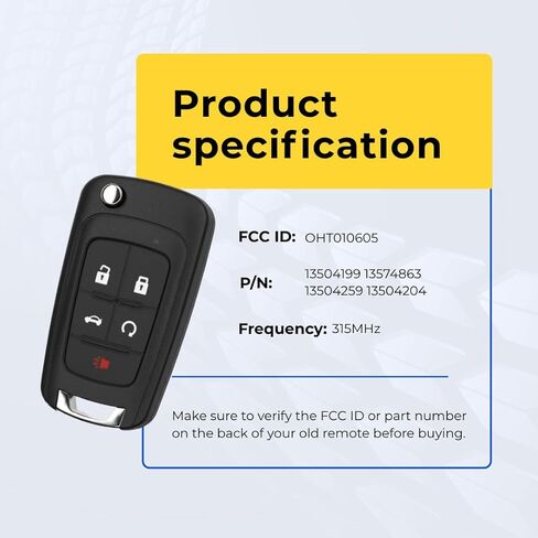 Replacement Flip Key Fob for Cruze, Equinox, Camaro, Malibu, Sonic, Impala, Buick Lacrosse, Regal, Verano, Encore, Allure, GMC Terrain 2010-2021, Keyless Entry Remote Control 13504199 Pack of 2 in Kuwait