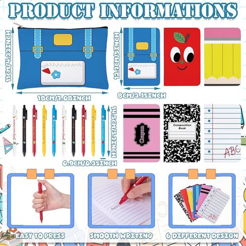 Hushee 40 Pcs Teacher Appreciation Gifts Bulk Thank You Teachers Gifts from Student Pencil Apple Crayon Reusable Plastic Cup Notebook Pen Makeup Bag for Teacher's Day End of Year Back to School Party in Kuwait