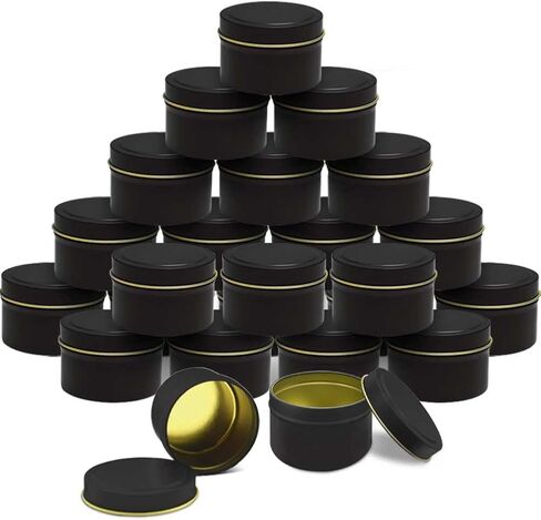Bunhut Candle Tins 8 oz with Lids, 24 Pack Empty Candle Jars for Candle Making, Black Metal Candle Containers Bulk for DIY Projects, Home Decor, Gifts and Storage in Saudi Arabia
