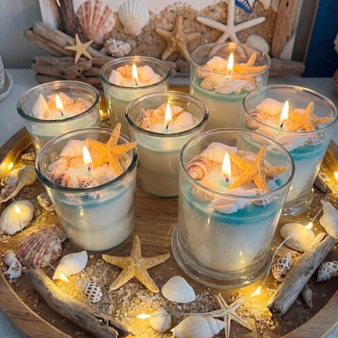 Heigble 4.4 lb Gel Wax for Candle Making Candle Making Kit with Seashells Starfish Pebble Wick Stickers and Liquid Dye and Wooden Wick Device DIY Clear Jelly Make Candles DIY Supplies for Party in Saudi Arabia