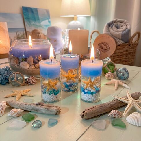 Heigble 4.4 lb Gel Wax for Candle Making Candle Making Kit with Seashells Starfish Pebble Wick Stickers and Liquid Dye and Wooden Wick Device DIY Clear Jelly Make Candles DIY Supplies for Party in Saudi Arabia