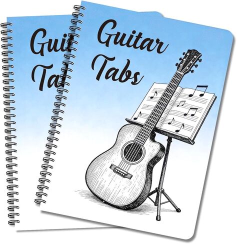 Guitar Tab Notebook, 2 Pack Blank Sheet Tablature for Songwriting & Music Composition, Spiral Bound Small Notebook, Guitar Journal for Artis Harmonious Reflections (Blue) in Saudi Arabia