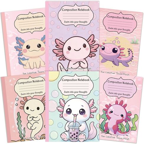 Glenmal 6 Pcs Composition Notebook Wide Ruled Cute Capybara Assorted Composition Notebook 110 Page 7-1/2" x 9-1/4" Journal Gift for Back to School First Day of School Students Teacher Capybara Lovers in Kuwait