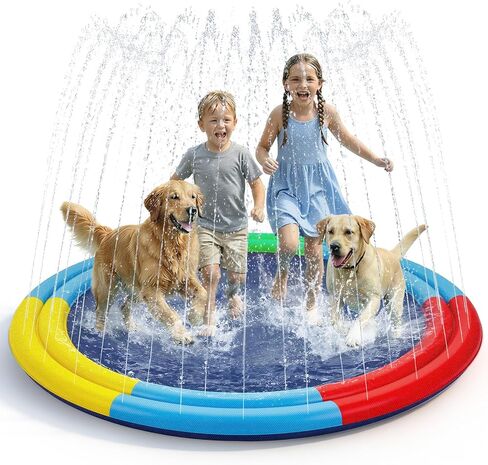 78" Extra Large Non-Slip Splash Pad for Kids & Dogs, Thicker Sprinkler Mat, Backyard Outdoor Water Toys, Durable Summer Fountain Play Pool Gifts for Toddlers, Children & Pets in Saudi Arabia