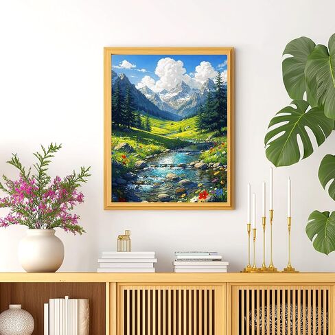 TOCOHANALOGY Paint by Numbers Kit for Adults Landscape, Spring Mountain DIY Number Painting for Adults, Adult Paint by Number Kits on Canvas for Home Wall Decor (16x20inch) in Saudi Arabia