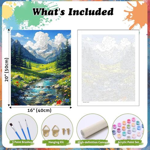 TOCOHANALOGY Paint by Numbers Kit for Adults Landscape, Spring Mountain DIY Number Painting for Adults, Adult Paint by Number Kits on Canvas for Home Wall Decor (16x20inch) in Saudi Arabia
