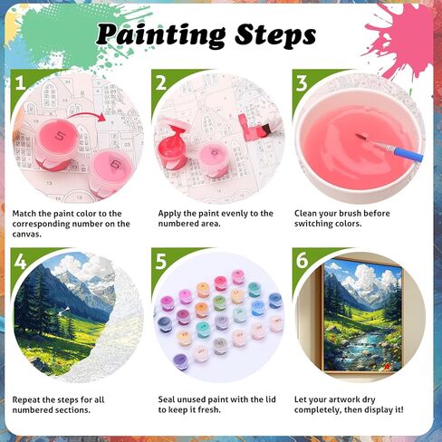 TOCOHANALOGY Paint by Numbers Kit for Adults Landscape, Spring Mountain DIY Number Painting for Adults, Adult Paint by Number Kits on Canvas for Home Wall Decor (16x20inch) in Saudi Arabia