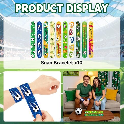 LAHAND 41Pcs Soccer Party Favors,Soccer Goodie Bags Stuffers with Tattoos Stickers Patriotic Fan Facial Paint Sport Whistles Slap Bracelets for Soccer Party Supplies in Saudi Arabia
