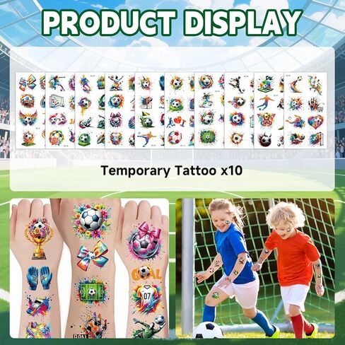 LAHAND 41Pcs Soccer Party Favors,Soccer Goodie Bags Stuffers with Tattoos Stickers Patriotic Fan Facial Paint Sport Whistles Slap Bracelets for Soccer Party Supplies in Saudi Arabia