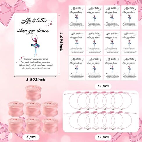 12 Sets Pink Ballerina Party Favors Dance Graduation Gifts Bulk Dance Birthday Party Supplies with Scrunchies Hair Brush Card Compact Mirror Bracelet Bags Ballerina Team Gifts for Women in Saudi Arabia